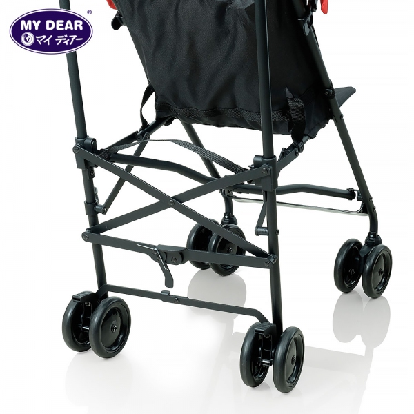   My Dear baby buggy 17002 - lift up latch, pull up belt to fold